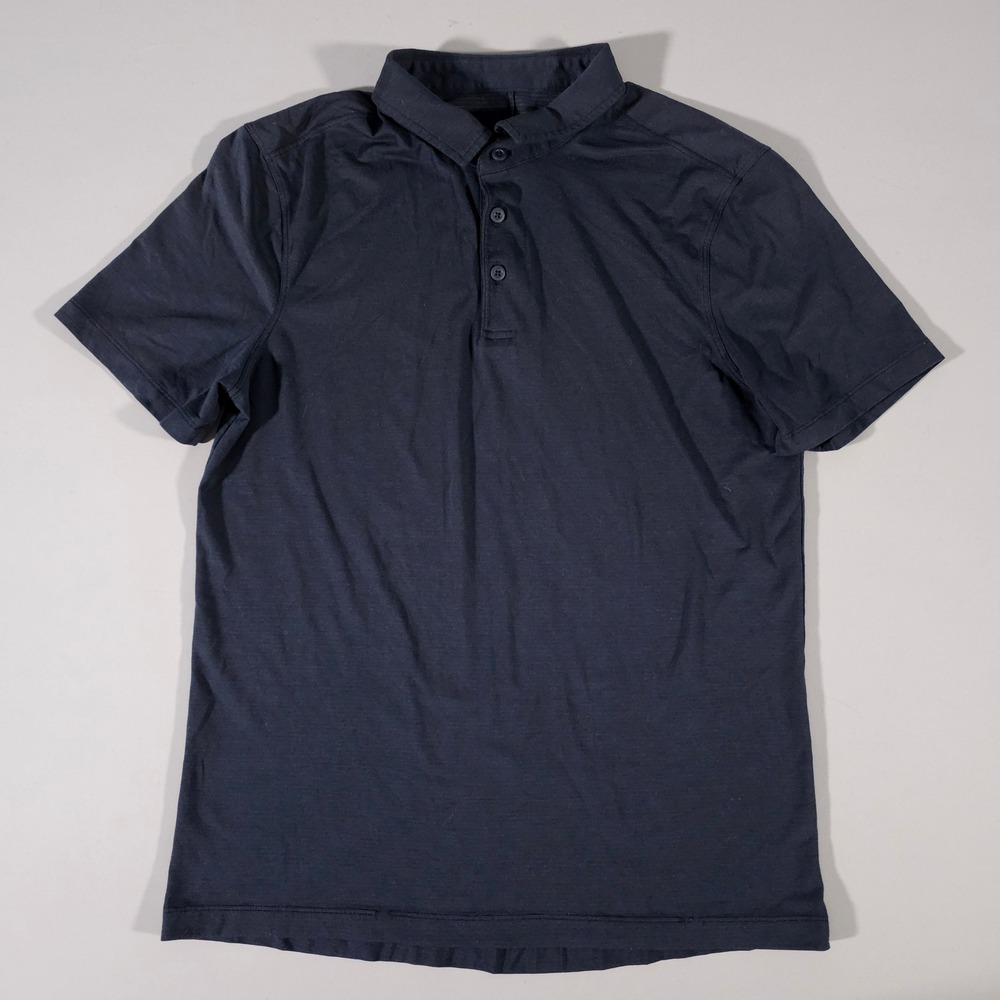 Lululemon Polo Shirt Mens Small Navy Blue Short Sleeve Performance Top